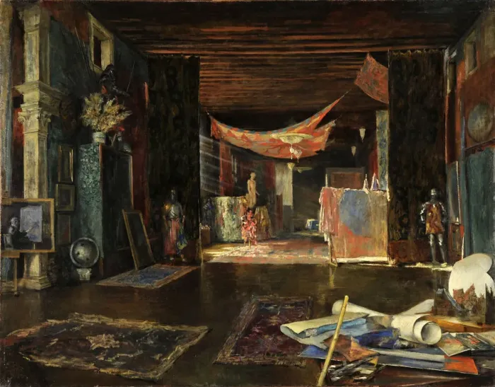 Framed Print : The painters studio at Palazzo Pesaro Orfei. Creator: Fortuny y Madrazo, Mariano (1871-1949) Framed Print : The painters studio at Palazzo Pesaro Orfei. Creator: Fortuny y Madrazo, Mariano (1871-1949)