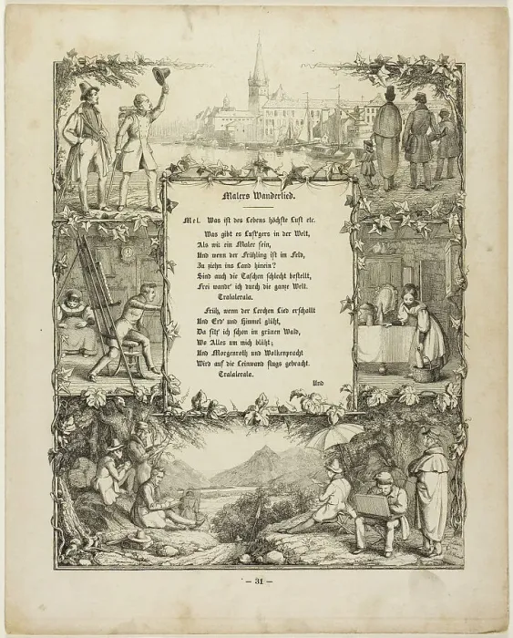 Framed Print : The Painter's Wandering Song, 1837. Creator: Rudolf von Normann Framed Print : The Painter's Wandering Song, 1837. Creator: Rudolf von Normann
