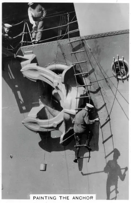 Framed Print : Painting the anchor of the aircraft carrier HMS Courageous, 1937 Framed Print : Painting the anchor of the aircraft carrier HMS Courageous, 1937