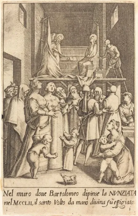 Framed Print : Painting of the Annunciation, 1619. Creator: Jacques Callot Framed Print : Painting of the Annunciation, 1619. Creator: Jacques Callot