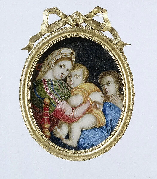 Painting depicting the Madonna della sedia after Raphael, c.1850-c.1899. Creator: Unknown