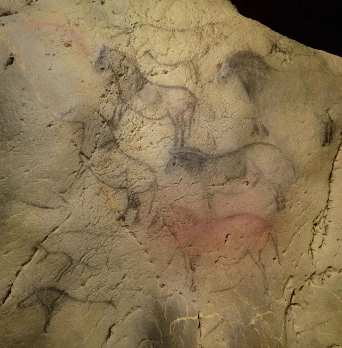 Framed Print : Painting in the Ekain Cave. Creator: Art of the Upper Paleolithic Framed Print : Painting in the Ekain Cave. Creator: Art of the Upper Paleolithic