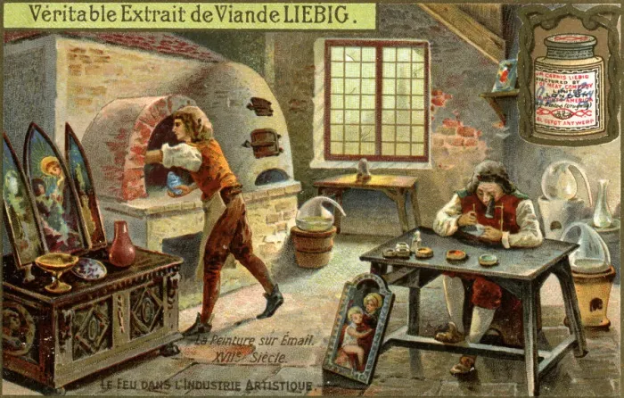 Framed Print : Painting with enamels in the 17th century, (c1900) Framed Print : Painting with enamels in the 17th century, (c1900)