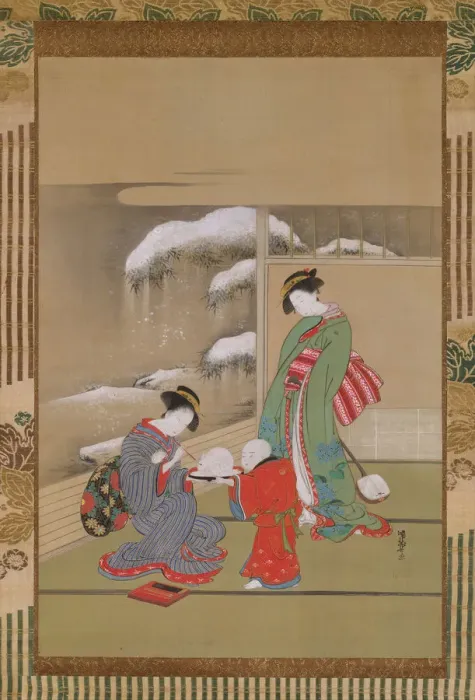 Framed Print : Painting the Eyes on a Snow Rabbit, ca. 1780. Creator: Isoda Koryusai Framed Print : Painting the Eyes on a Snow Rabbit, ca. 1780. Creator: Isoda Koryusai