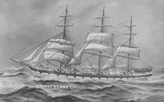 Framed Print : Painting of three masted cargo schooner Arctic Stream. Creator: Kirk & Sons of Cowes Framed Print : Painting of three masted cargo schooner Arctic Stream. Creator: Kirk & Sons of Cowes