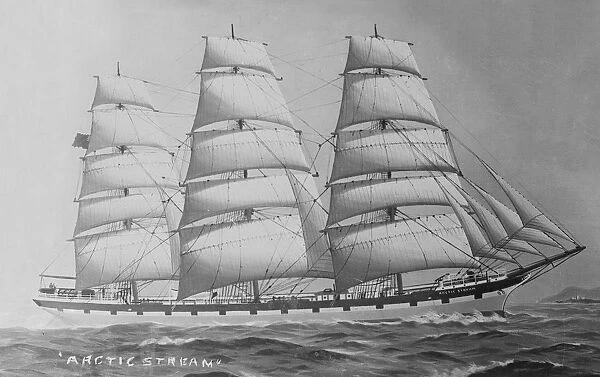 Painting of three masted cargo schooner Arctic Stream. Creator: Kirk & Sons of Cowes
