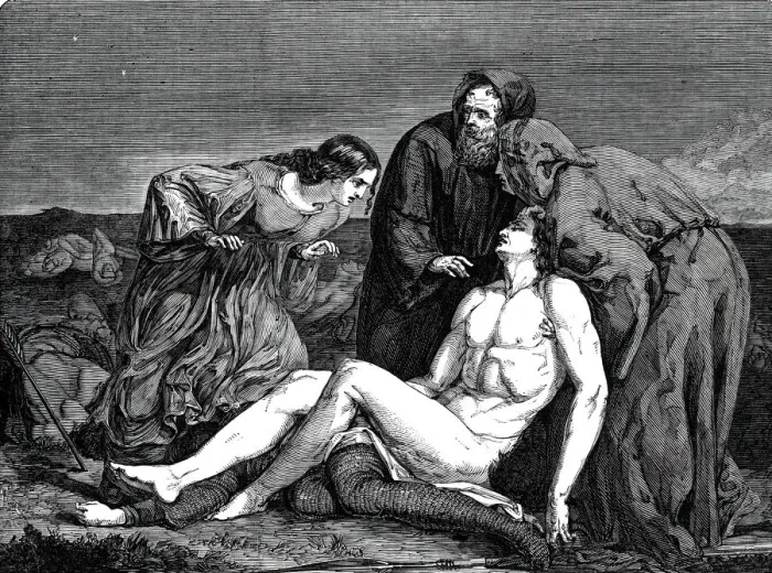 Framed Print : Painting prize - Finding the Body of Harold'- by Mr. J. C. Hook, 1845 Framed Print : Painting prize - Finding the Body of Harold'- by Mr. J. C. Hook, 1845