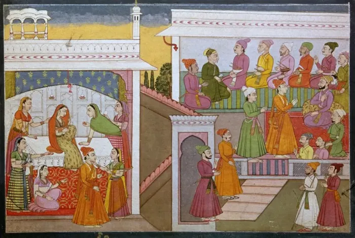 Framed Print : Painting of the wedding of Nala and Damayanti Framed Print : Painting of the wedding of Nala and Damayanti