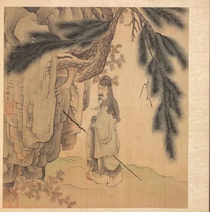 Framed Print : Paintings after Ancient Masters: Scholar with Staff and Brush, 1598-1652. Creator Framed Print : Paintings after Ancient Masters: Scholar with Staff and Brush, 1598-1652. Creator