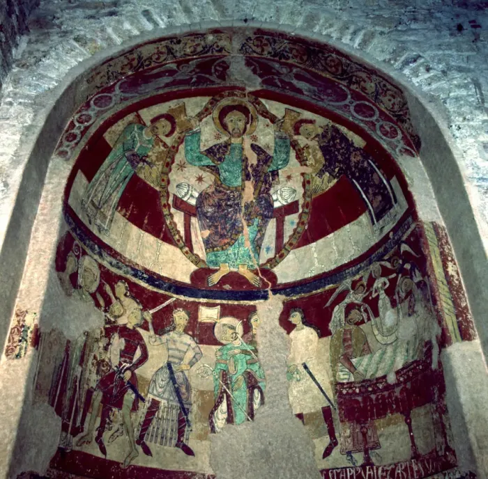 Framed Print : Paintings of the apse of the church of Santa Maria de Terrassa with Pantocrator Framed Print : Paintings of the apse of the church of Santa Maria de Terrassa with Pantocrator