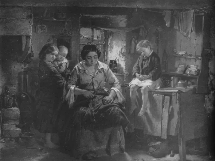Framed Print : His Only Pair, 1860, (1917). Artist: Thomas Faed Framed Print : His Only Pair, 1860, (1917). Artist: Thomas Faed
