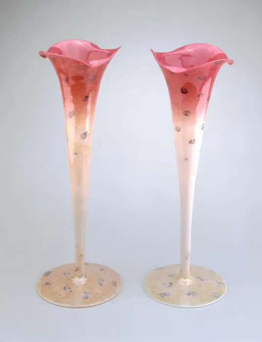 Framed Print : Pair of Agata Vases, c. 1887. Creator: New England Glass Company Framed Print : Pair of Agata Vases, c. 1887. Creator: New England Glass Company