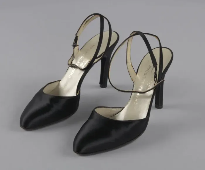 Framed Print : Pair of black stiletto heel shoes by Charles Jourdan from Maes Millinery Shop, 1941-1994 Framed Print : Pair of black stiletto heel shoes by Charles Jourdan from Maes Millinery Shop, 1941-1994