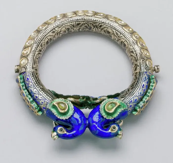 Framed Print : Pair of Bracelets with Peacocks, 19th century. Creator: Unknown Framed Print : Pair of Bracelets with Peacocks, 19th century. Creator: Unknown