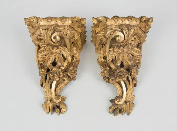 Framed Print : Pair of Brackets, England, 1740 / 50. Creator: Unknown Framed Print : Pair of Brackets, England, 1740 / 50. Creator: Unknown