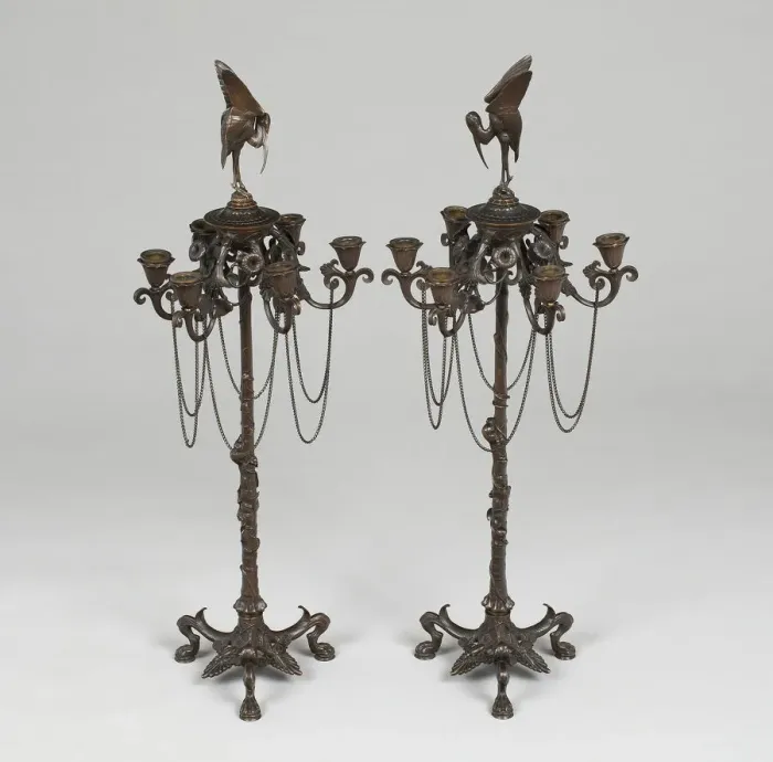 Framed Print : Pair of Candelabra, France, c. 1880. Creator: Auguste-Nicolas Cain Framed Print : Pair of Candelabra, France, c. 1880. Creator: Auguste-Nicolas Cain