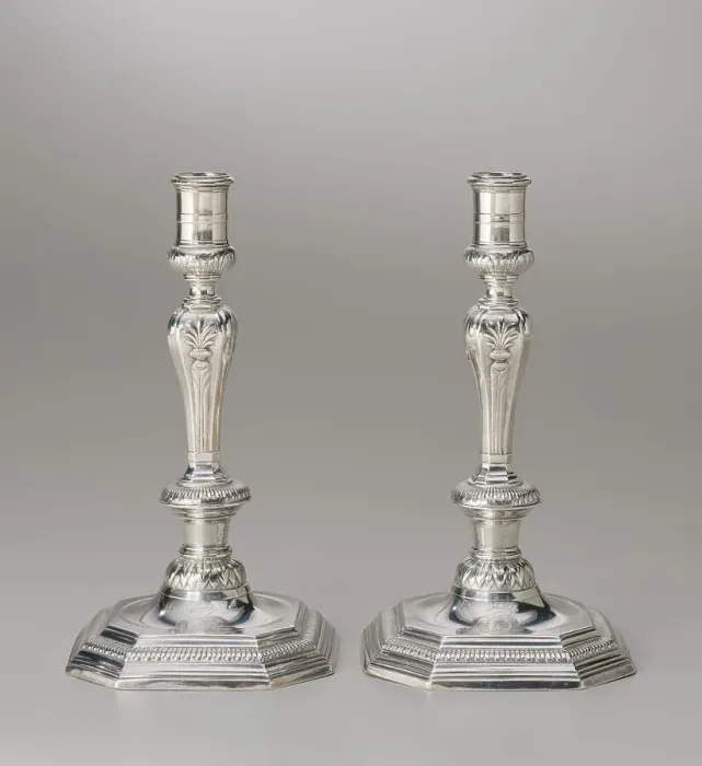 Framed Print : Pair Of Candlesticks, 1728. Creator: Gilles-Claude Gouel Framed Print : Pair Of Candlesticks, 1728. Creator: Gilles-Claude Gouel
