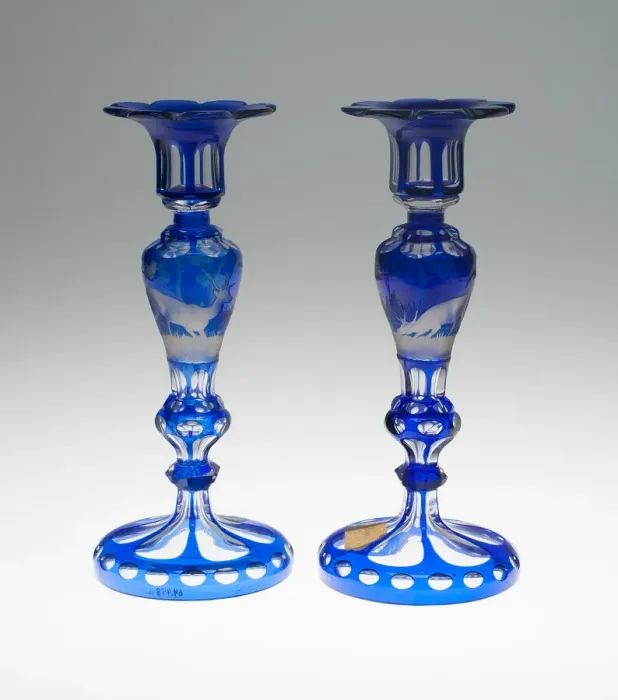 Framed Print : Pair of Candlesticks, Bohemia, 1850 / 75. Creator: Bohemia Glass Framed Print : Pair of Candlesticks, Bohemia, 1850 / 75. Creator: Bohemia Glass