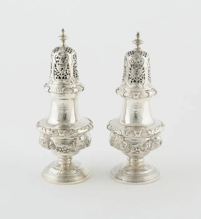 Framed Print : Pair of Casters, London, 1732 / 43. Creator: Paul de Lamerie Framed Print : Pair of Casters, London, 1732 / 43. Creator: Paul de Lamerie