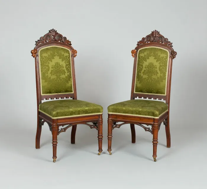 Framed Print : Pair of Side Chairs, c. 1849. Creators: Peter Trainque, William Burns Framed Print : Pair of Side Chairs, c. 1849. Creators: Peter Trainque, William Burns
