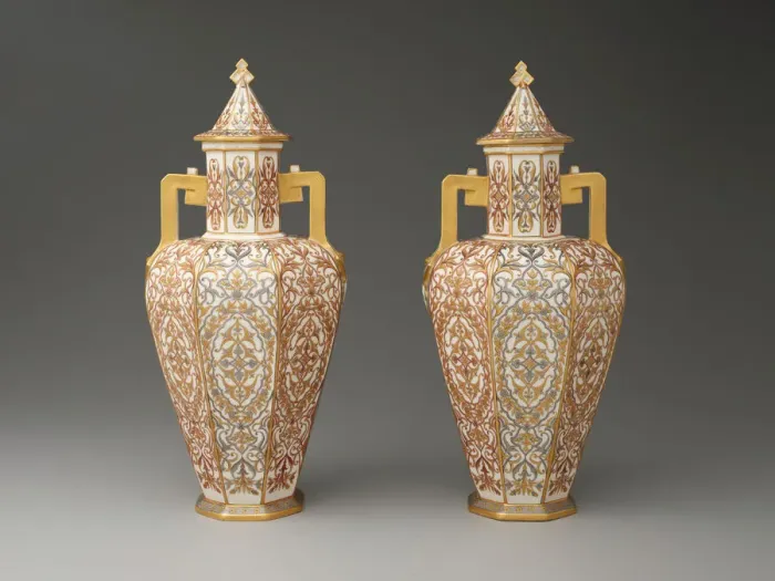 Framed Print : Pair of Covered Vases, England, c. 1885. Creator: Crown Derby Framed Print : Pair of Covered Vases, England, c. 1885. Creator: Crown Derby