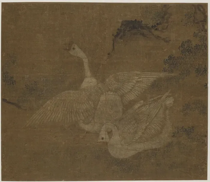 Framed Print : Pair of domestic geese, Possibly Ming dynasty, 1368-1644. Creator: Unknown Framed Print : Pair of domestic geese, Possibly Ming dynasty, 1368-1644. Creator: Unknown