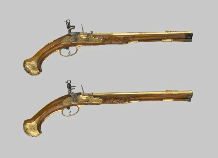 Framed Print : Pair of Flintlock Holster Pistols, Vienna, c. 1700 / 25. Creator: Unknown Framed Print : Pair of Flintlock Holster Pistols, Vienna, c. 1700 / 25. Creator: Unknown