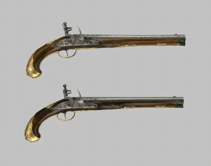 Framed Print : Pair of Flintlock Holster Pistols, Liege, c. 1720 / 30. Creator: Unknown Framed Print : Pair of Flintlock Holster Pistols, Liege, c. 1720 / 30. Creator: Unknown