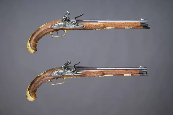 Framed Print : Pair of Flintlock Pistols, German, Regensburg, ca. 1760-70 Framed Print : Pair of Flintlock Pistols, German, Regensburg, ca. 1760-70