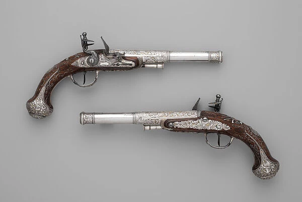 Pair of Flintlock Pistols, Indian, Lucknow, and possibly British, London, ca. 1786