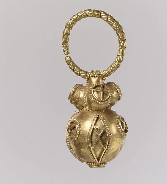 One of a Pair of Gold Earrings, Avar, 550-650. Creator: Unknown