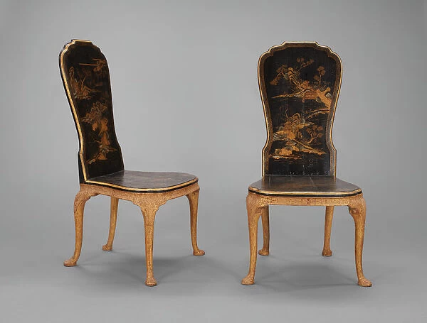 Pair of Hall Chairs, England, 1720  /  30. Creator: Unknown