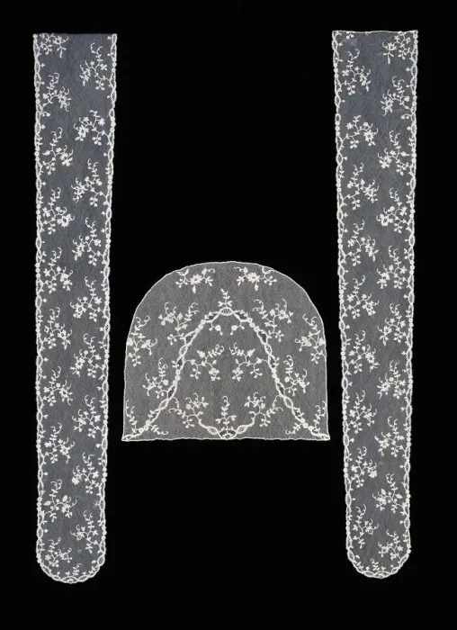Framed Print : Pair of lappets and cap crown, Flanders, 1780s. Creator: Unknown Framed Print : Pair of lappets and cap crown, Flanders, 1780s. Creator: Unknown