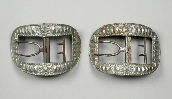 Framed Print : Pair of man's cut steel shoe buckles, United States, 1780s. Creator: Unknown Framed Print : Pair of man's cut steel shoe buckles, United States, 1780s. Creator: Unknown