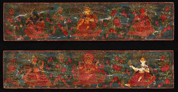 Pair of Manuscript Covers with Goddesses Set in a Foliate Landscape, 17th century