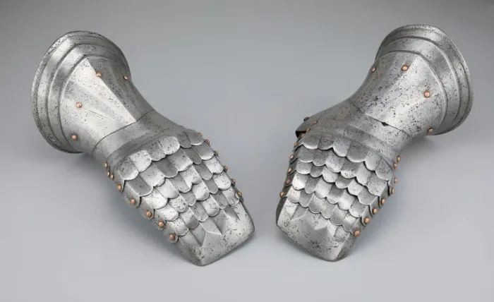 Framed Print : Pair of Mitten Gauntlets, Flanders, c. 1500 / 20. Creator: Unknown Framed Print : Pair of Mitten Gauntlets, Flanders, c. 1500 / 20. Creator: Unknown