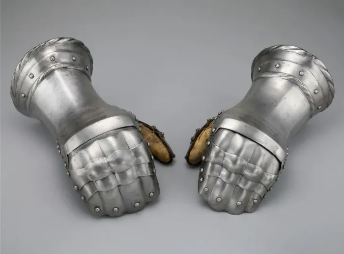 Framed Print : Pair of Mitten Gauntlets, Flanders, c. 1520 with modern restorations. Creator: Unknown Framed Print : Pair of Mitten Gauntlets, Flanders, c. 1520 with modern restorations. Creator: Unknown