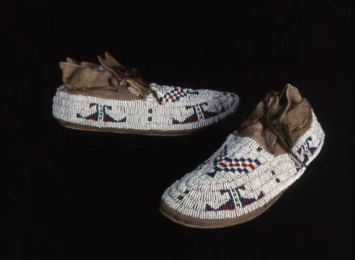 Framed Print : Pair of Moccasins, Plains, c. 1885. Creator: Unknown Framed Print : Pair of Moccasins, Plains, c. 1885. Creator: Unknown
