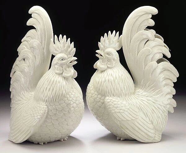 Pair of Okimono in the Form of Cockerels, 19th century. Creator: Unknown