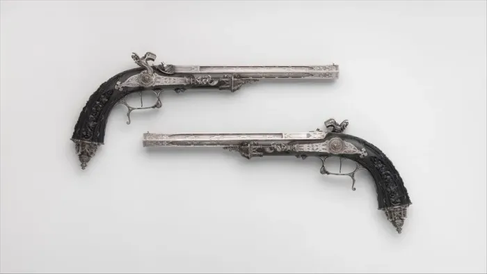 Framed Print : Pair of Percussion Target Pistols for 1844 Exposition des Produits de l Industrie in Framed Print : Pair of Percussion Target Pistols for 1844 Exposition des Produits de l Industrie in