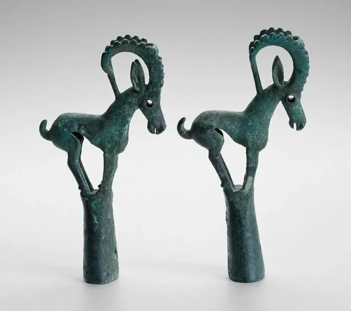 Framed Print : Pair of pole tops with Ibex, 6th / 4th century B. C. Creator: Unknown Framed Print : Pair of pole tops with Ibex, 6th / 4th century B. C. Creator: Unknown