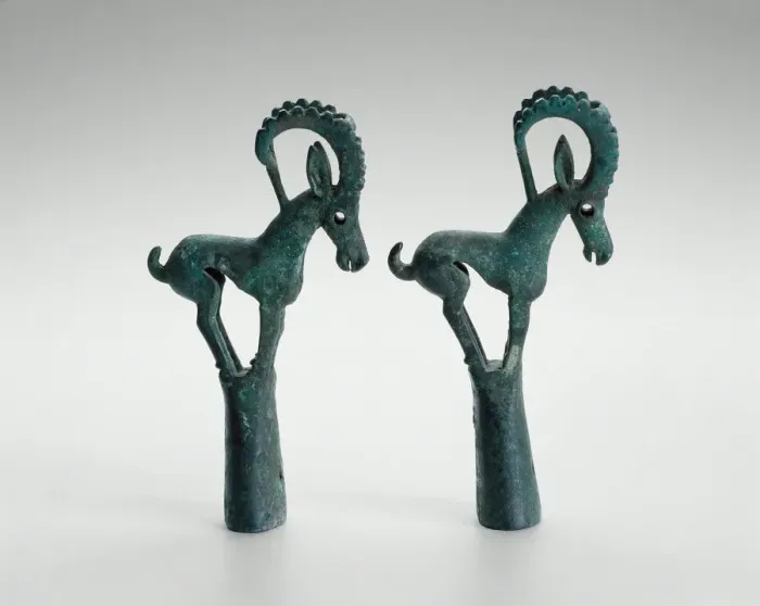 Framed Print : Pair of pole tops with Ibex, 6th / 4th century B. C. Creator: Unknown Framed Print : Pair of pole tops with Ibex, 6th / 4th century B. C. Creator: Unknown