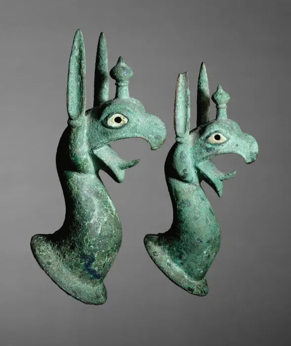 Framed Print : Pair of Protomes Depicting the Forepart of a Griffin, 625-575 BCE. Creator: Unknown Framed Print : Pair of Protomes Depicting the Forepart of a Griffin, 625-575 BCE. Creator: Unknown