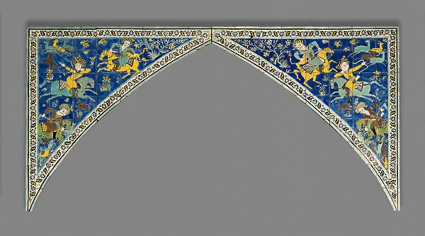 Pair of spandrels with hunt scenes, Safavid dynasty (1501-1722), mid-17th century