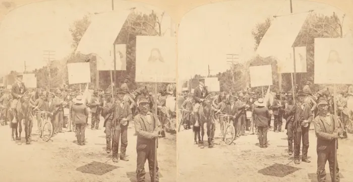 Framed Print : Pair of Stereograph Views of General Jacob S. Coxeys Army of the Unemployed, 1850s-1910s Framed Print : Pair of Stereograph Views of General Jacob S. Coxeys Army of the Unemployed, 1850s-1910s