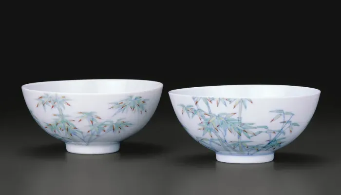 Framed Print : Pair of Teabowls with Bamboo, Qing dynasty, Yongzheng reign mark and period (1723-1735) Framed Print : Pair of Teabowls with Bamboo, Qing dynasty, Yongzheng reign mark and period (1723-1735)