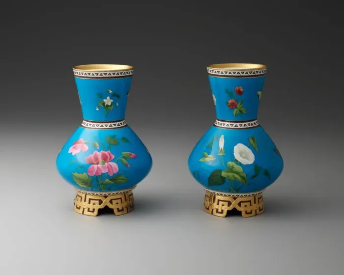 Framed Print : Pair of Vases, Stoke-on-Trent, c. 1870. Creator: Christopher Dresser Framed Print : Pair of Vases, Stoke-on-Trent, c. 1870. Creator: Christopher Dresser