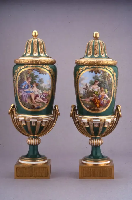 Framed Print : Pair of Vases (Vases aPied de Globe), Sevres, 1769 Framed Print : Pair of Vases (Vases aPied de Globe), Sevres, 1769