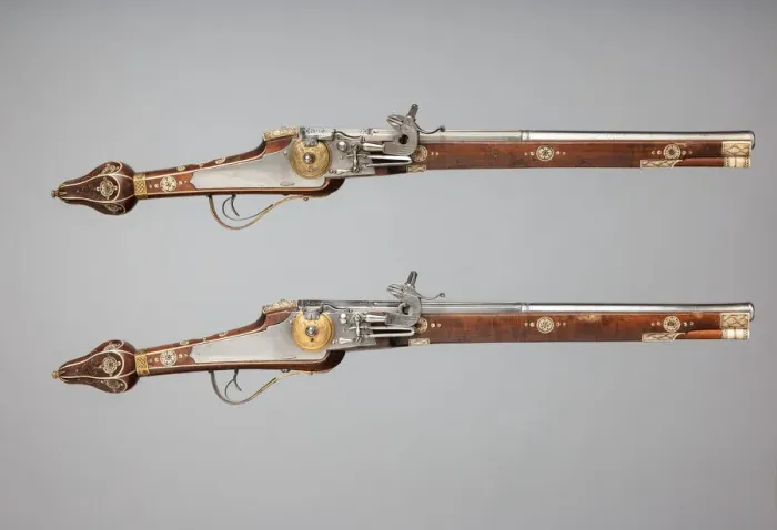 Framed Print : Pair of Wheellock Pistols Made for the Bodyguard of the Prince-Elector of Saxony, German Framed Print : Pair of Wheellock Pistols Made for the Bodyguard of the Prince-Elector of Saxony, German
