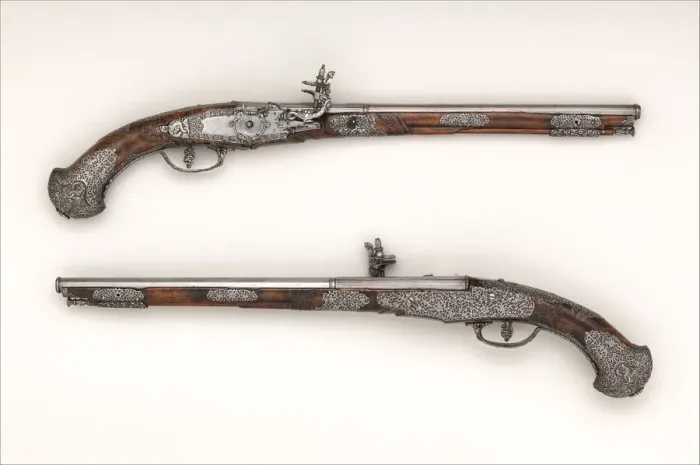 Framed Print : Pair of Wheellock Pistols, Italian, Brescia, mid-17th century Framed Print : Pair of Wheellock Pistols, Italian, Brescia, mid-17th century